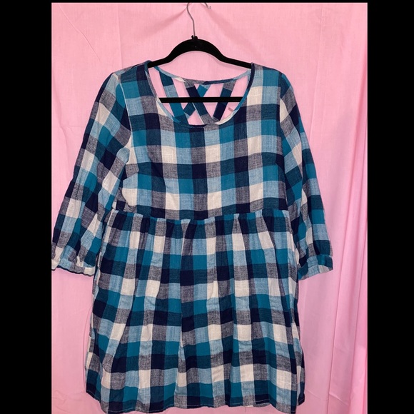 Blue Plaid Dress - Picture 1 of 3